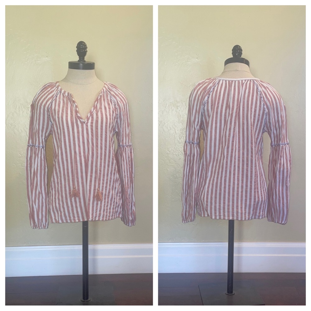 Paige Jovannie Muted Clay Cove Stripe Blouse Size Small